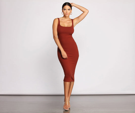 Need For Basics Ribbed Midi Dress